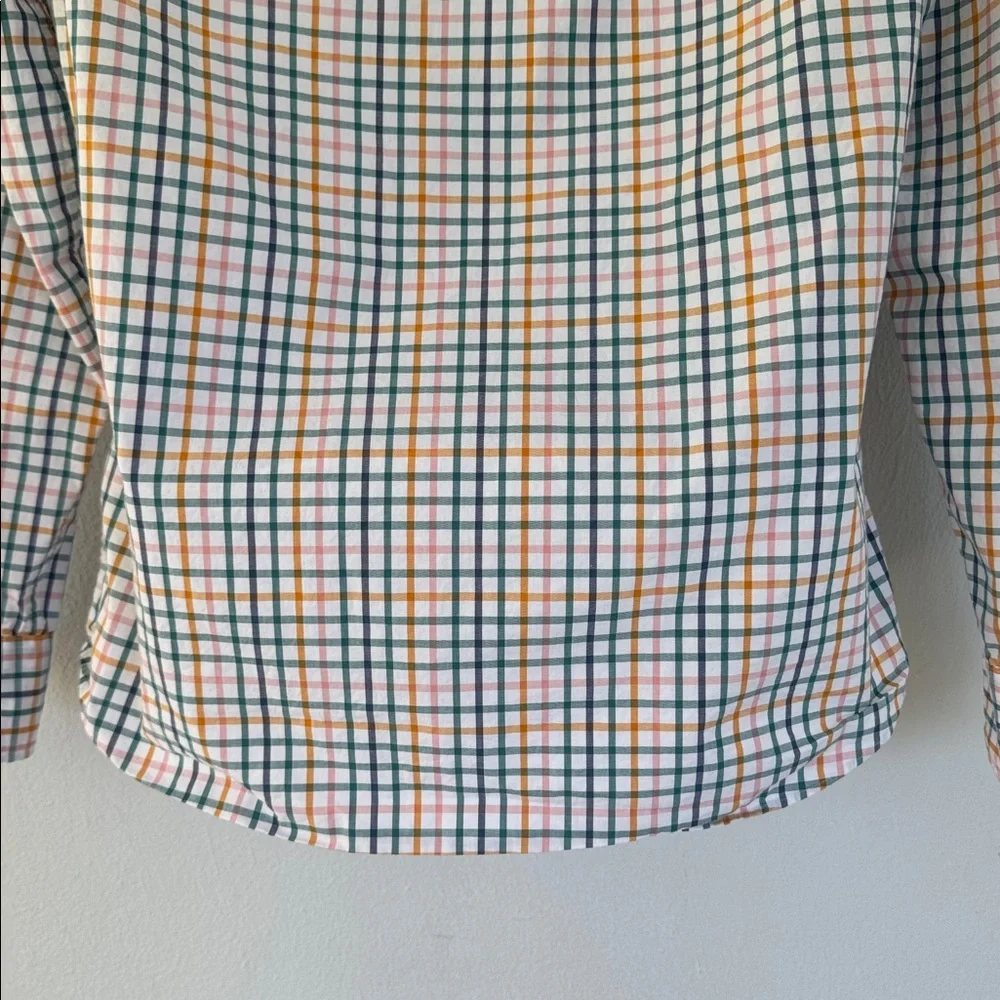 J. Crew orange green flex washed slim untucked button down dress shirt medium
